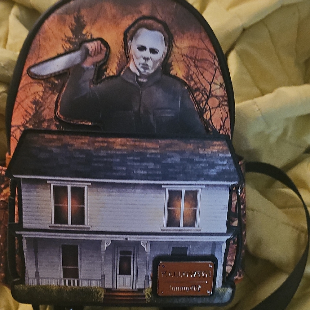 Horror-Themed Black and Orange Backpack